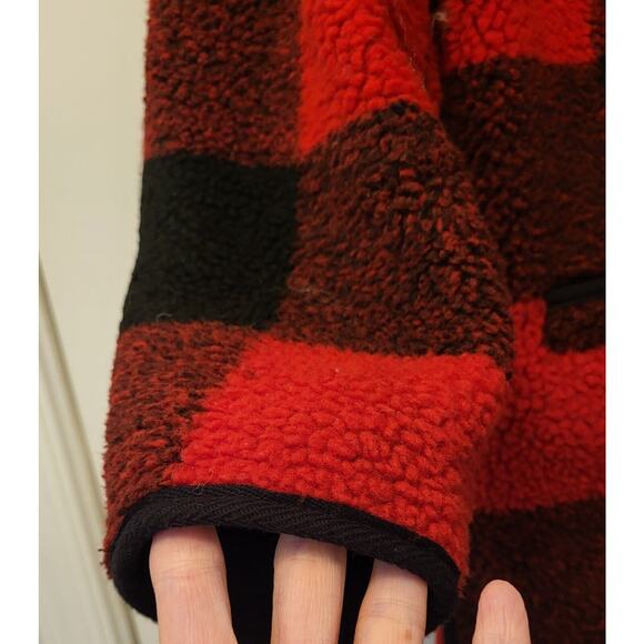 Old Navy Red & Black Plaid Coat By Old Navy Size XS Zip & Snap - Picture 6 of 16